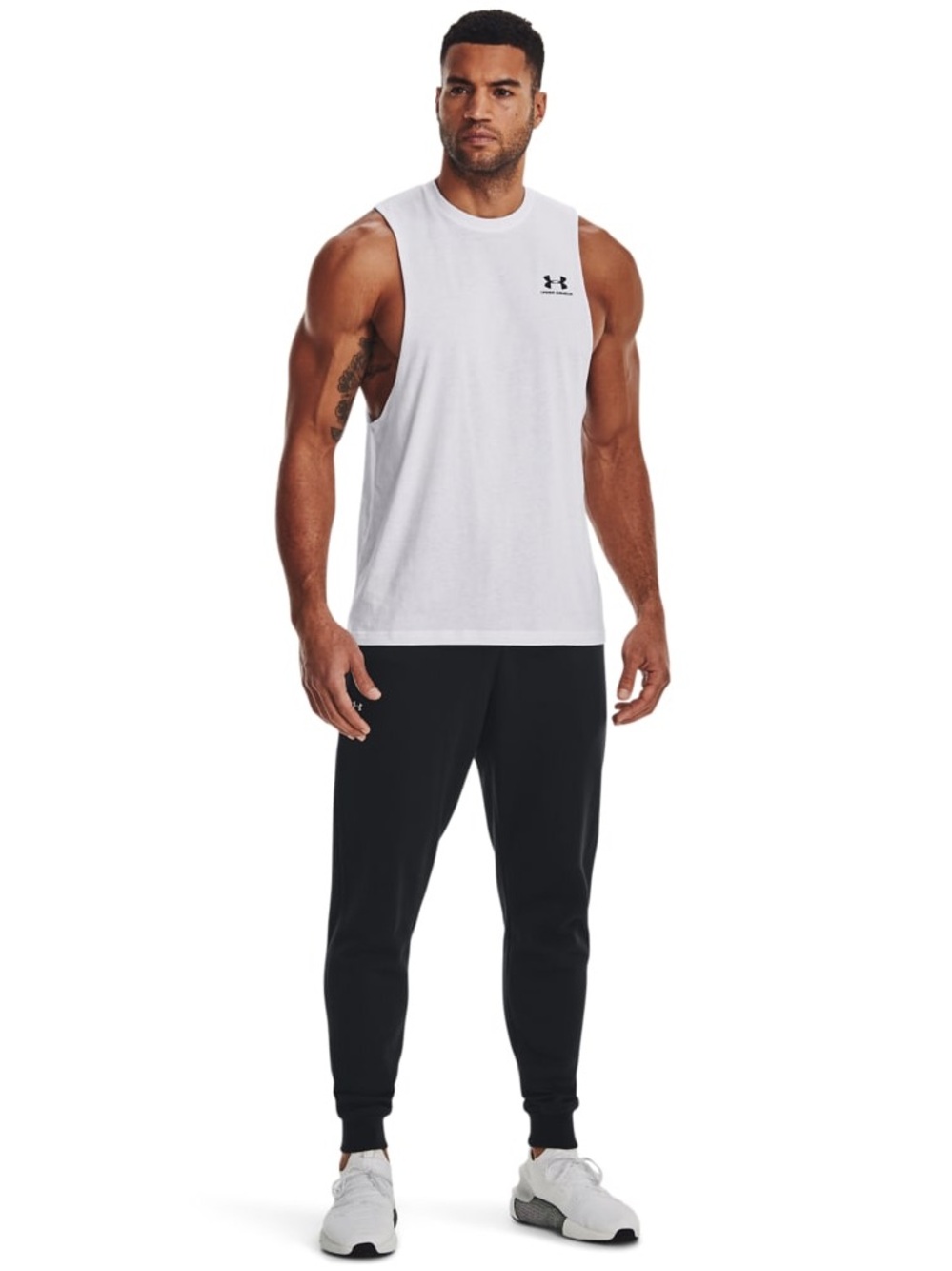 Under Armour White Men's Performance Tank with Back Logo 0015